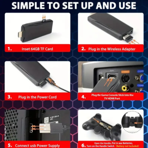 M8 Portable Gaming Console with Wireless Controllers (64GB)