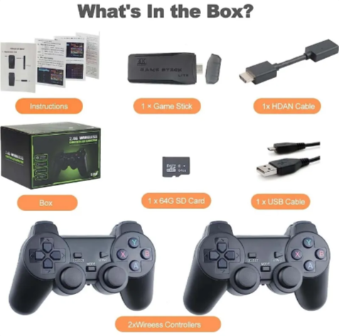 M8 Portable Gaming Console with Wireless Controllers (64GB)