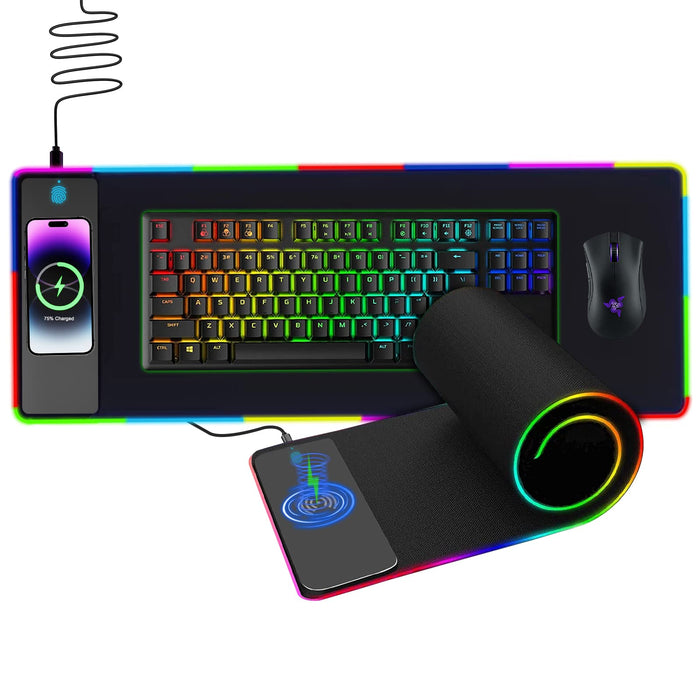 Wireless Charging RGB Mouse Pad (Large Desk Mat)