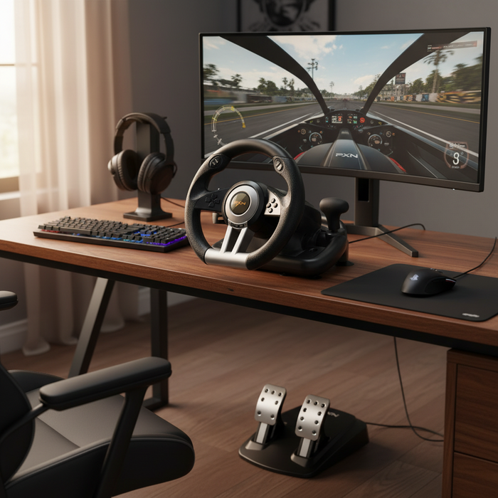 Racing Game Steering Wheel (Console Compatible)