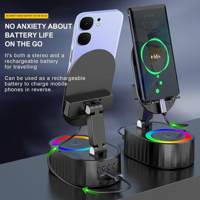 Phone Stand with Wireless Bluetooth Speaker (HD Surround Sound)