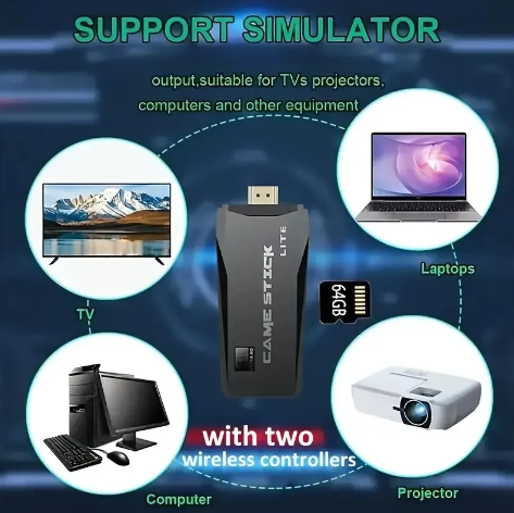 M8 Portable Gaming Console with Wireless Controllers (64GB)