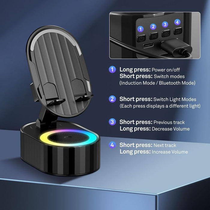 Phone Stand with Wireless Bluetooth Speaker (HD Surround Sound)