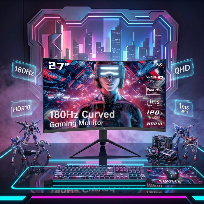 KTC 27" Curved QHD Gaming Monitor (180Hz, 1500R)
